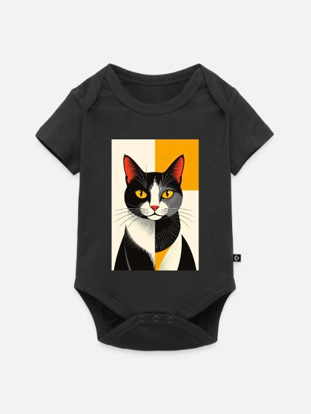 02 Avantgarde Katze R02 - Baby Premium Kurzarmbody - Schwarz