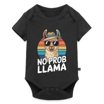 No Prob Lama Retro Sunburst Design - Body à manches courtes Premium Bébé - noir - Devant