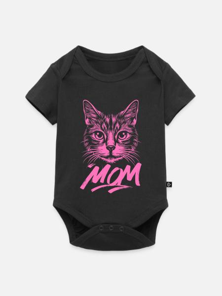 Cat-Mom-Pink-Katze-Kitten-Katzen-Cats-Katzenmutter - Baby Premium Kurzarmbody - Schwarz