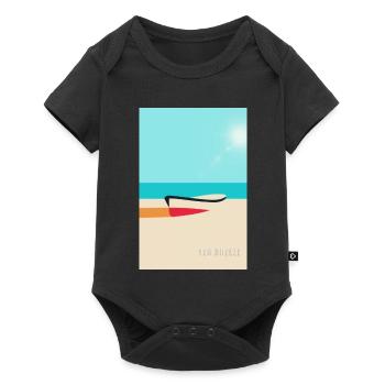 Boat on the Beach – Summer Vacation Poster - Baby Premium short-sleeve bodysuit - black - Front