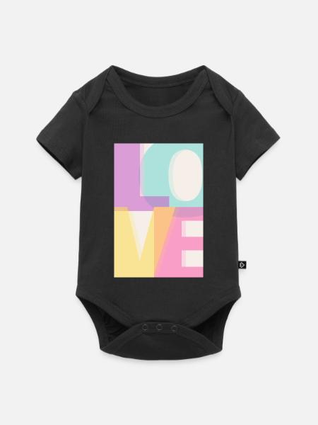 LOVE Pastell - Baby Premium Kurzarmbody - Schwarz