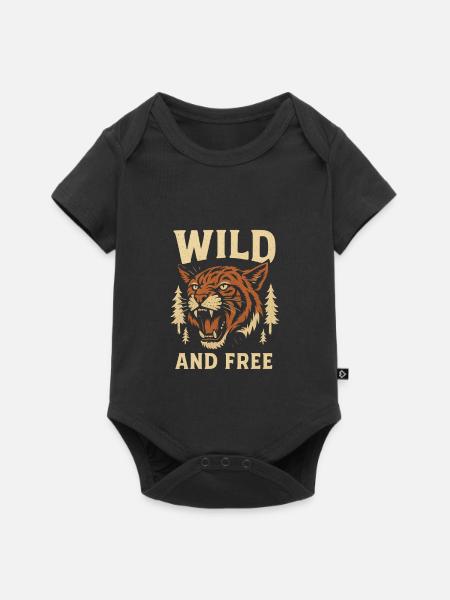 Wild and Free Tiger Emblem - Baby Premium Kurzarmbody - Schwarz