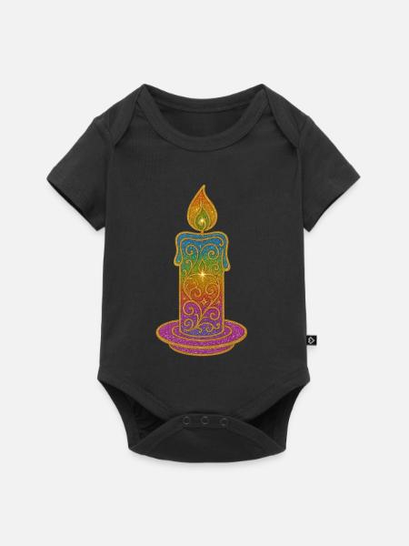 Glitzerkerze Farbverlauf Ornament - Baby Premium Kurzarmbody - Schwarz