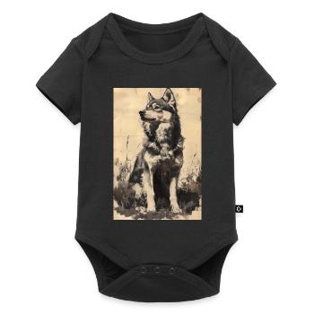 Illustration of a wolf - Baby Premium short-sleeve bodysuit - black - Front