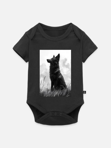 Illustration eines Wolfes - Baby Premium Kurzarmbody - Schwarz