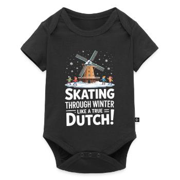 Patiner en hiver comme un vrai Hollandais - Body à manches courtes Premium Bébé - noir - Devant