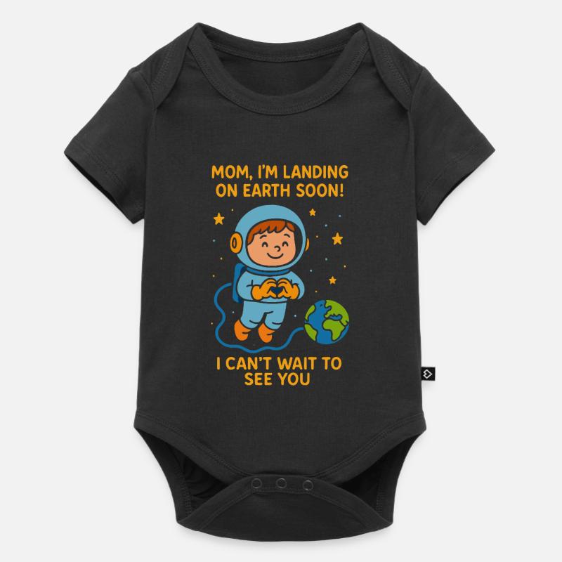 Maman, je vais bientôt atterrir, bébé garçon, espace, grossesse - Body à manches courtes Premium Bébé - noir
