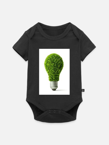 Leafy Glow Glühbirne Design - Baby Premium Kurzarmbody - Schwarz