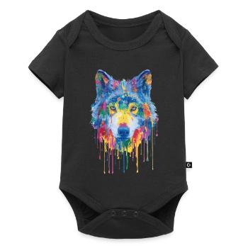 Wolf - Baby Premium Kurzarmbody - Schwarz - Vorne