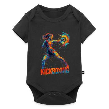 Kickboxerin cool abstrakt Power Kickboxen Geschenk - Baby Premium Kurzarmbody - Schwarz - Vorne
