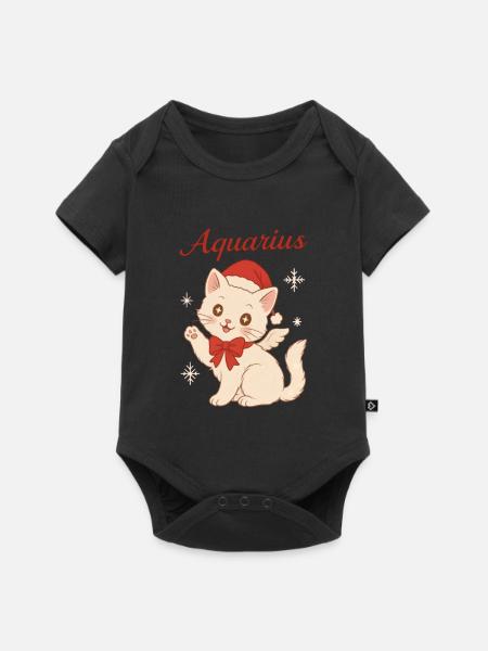 Aquarius Winterkatze - Baby Premium Kurzarmbody - Schwarz