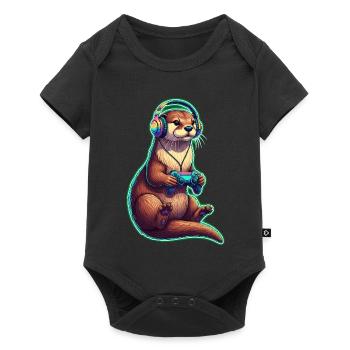 Otter Fun Video Games - Baby Premium short-sleeve bodysuit - black - Front