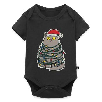 Noël chat maladroit - Body à manches courtes Premium Bébé - noir - Devant