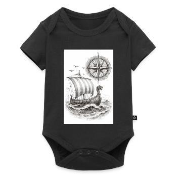 Navire à voile Compass Viking - Body à manches courtes Premium Bébé - noir - Devant