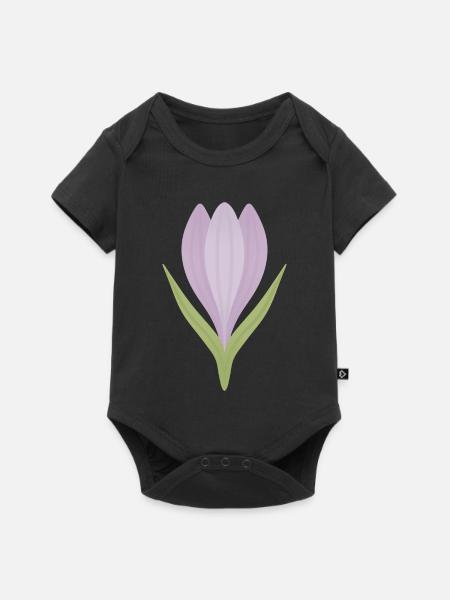 Lilac Crocus Bloom Illustration - Baby Premium Kurzarmbody - Schwarz