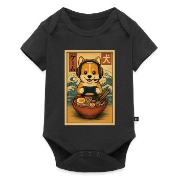 Ramen Corgi Gaming Anime Japanese Noodle Bowl - Baby Premium short-sleeve bodysuit - black - Front