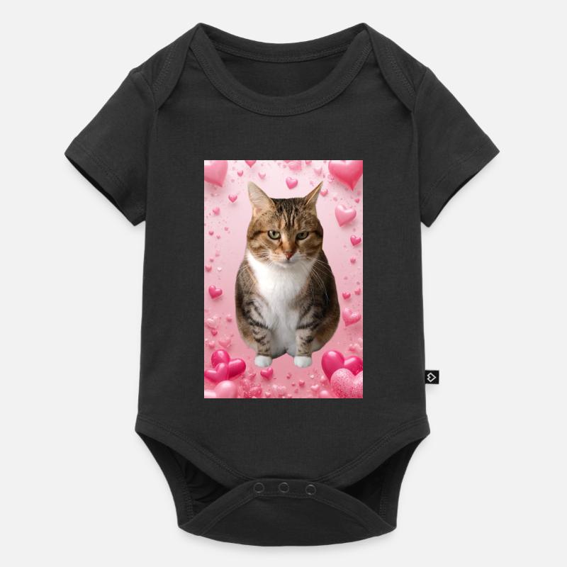 Missty chat avec des coeurs - Body à manches courtes Premium Bébé - noir