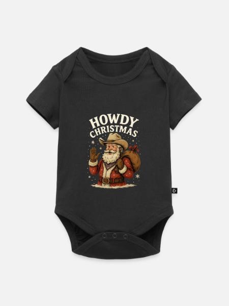 Howdy Christmas Western Santa - Baby Premium Kurzarmbody - Schwarz