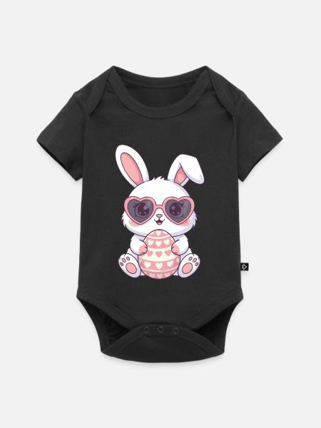 Herzhasen Osterei Charm - Baby Premium Kurzarmbody - Schwarz