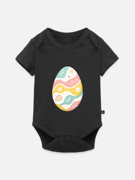 Pastell Osterei Muster - Baby Premium Kurzarmbody - Schwarz