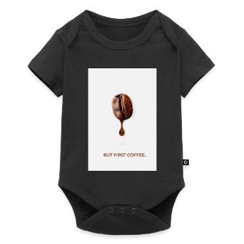 But First Coffee Minimalistisches Poster - Baby Premium Kurzarmbody - Schwarz - Vorne