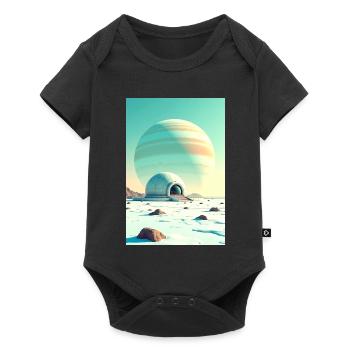 retro futuristic space landscapes 1960s aesthetic - Baby Premium short-sleeve bodysuit - black - Front