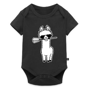 Cooles Lama Alpaka Sonnenbrille Dartpfeil Maul Süß - Baby Premium Kurzarmbody - Schwarz - Vorne