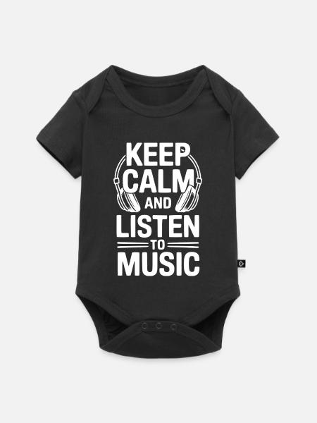 Bleib ruhig und hör Musik - Baby Premium Kurzarmbody - Schwarz