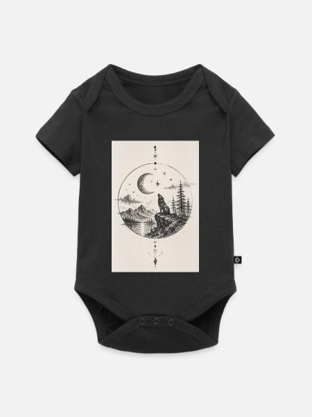 Mondwolf am Felsgipfel - Baby Premium Kurzarmbody - Schwarz