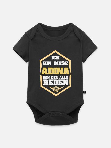 Spruch Adina - Baby Premium Kurzarmbody - Schwarz