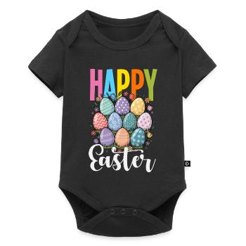 Joyeuse Pâques, douce chasse aux œufs du lapin, œufs de Pâques - Body à manches courtes Premium Bébé - noir - Devant