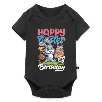 Joyeuse Pâques, douce chasse aux œufs du lapin, œufs de Pâques - Body à manches courtes Premium Bébé - noir - Devant