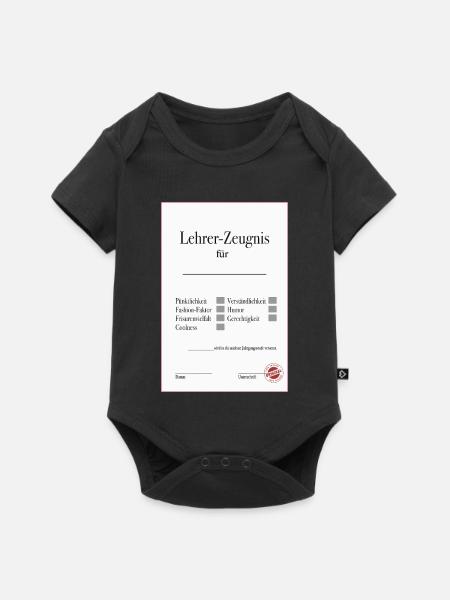 Lehrer Zeugnis Lustiges Abschiedsgeschenk - Baby Premium Kurzarmbody - Schwarz