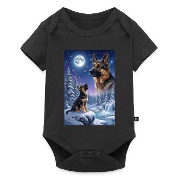 Hurler au chien de la lune Berger allemand - Body à manches courtes Premium Bébé - noir - Devant