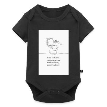 Bitte sitzen bleiben Lustiges WC Design - Baby Premium Kurzarmbody - Schwarz - Vorne