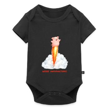 Raketen Schwein Unaufhaltsam - Baby Premium Kurzarmbody - Schwarz - Vorne