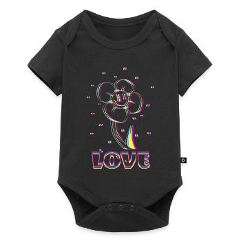 Neon Flower Love - Baby Premium Kurzarmbody - Schwarz - Vorne
