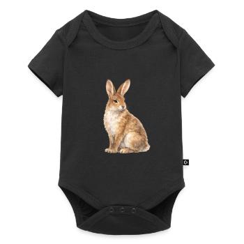 Motif du lapin aquarelle - Body à manches courtes Premium Bébé - noir - Devant