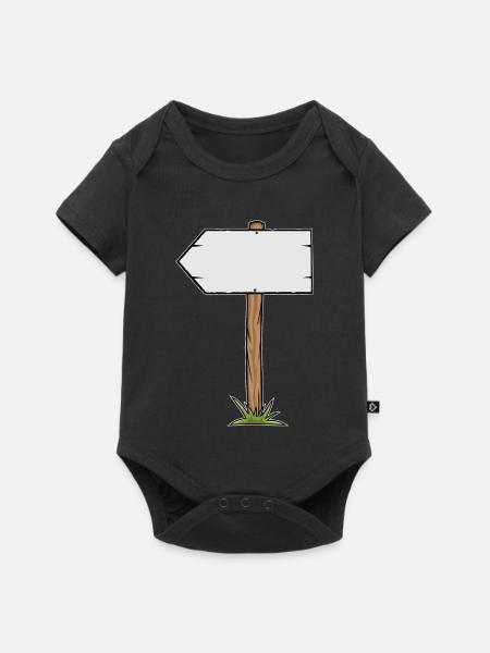 Rustikales Holzhinweissschild - Baby Premium Kurzarmbody - Schwarz