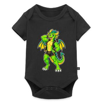 Green dragon hero in leather look - Baby Premium short-sleeve bodysuit - black - Front