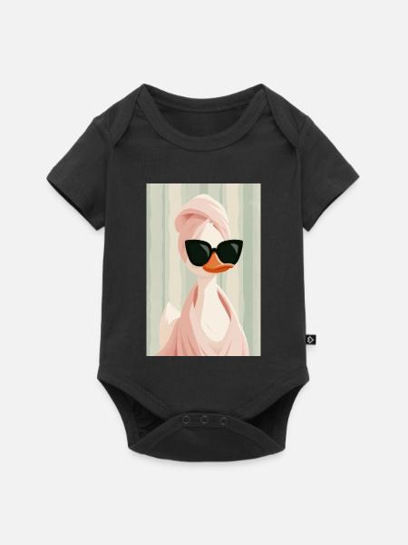 Pink Duck Glam mit Sonnenbrille - Baby Premium Kurzarmbody - Schwarz