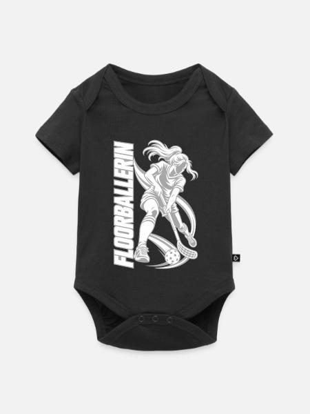 Floorball Spielerin Grafik - Baby Premium Kurzarmbody - Schwarz