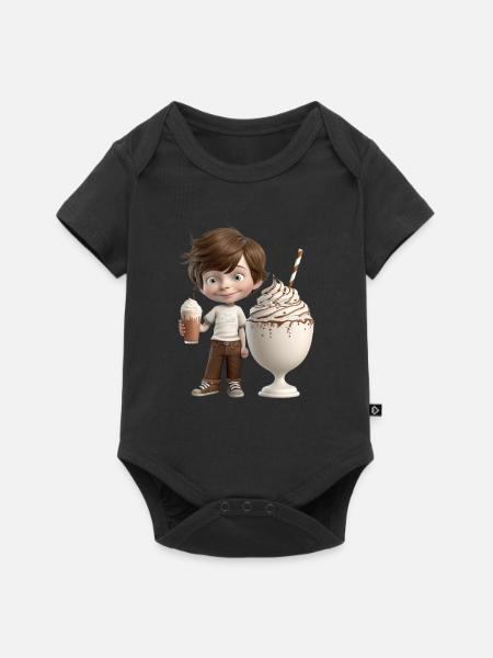Lächelnder Junge - MILKSHAKE - Baby Premium Kurzarmbody - Schwarz
