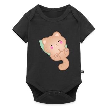 Cute Sleeping Cat Gift Idea Kitten - Baby Premium short-sleeve bodysuit - black - Front