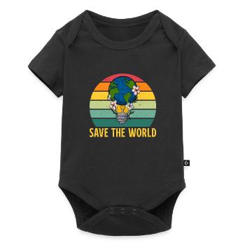 Save the world Umweltschutz Globus Erdkugel - Baby Premium Kurzarmbody - Schwarz - Vorne