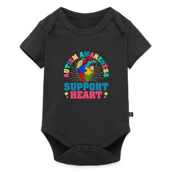 Autism awareness heart support heart - Baby Premium short-sleeve bodysuit - black - Front