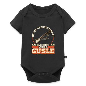 Ne sous-estimez jamais un vieux serbe avec un enthousiasme - Body à manches courtes Premium Bébé - noir - Devant
