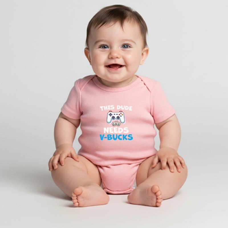 Funny This Dude Needs V Bucks Will Work For Bucks Baby Premium short-sleeve bodysuit