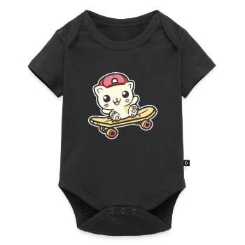 Skateboarder Cat - Baby Premium short-sleeve bodysuit - black - Front