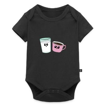 lait café bonjour boulanger heureux - Body à manches courtes Premium Bébé - noir - Devant